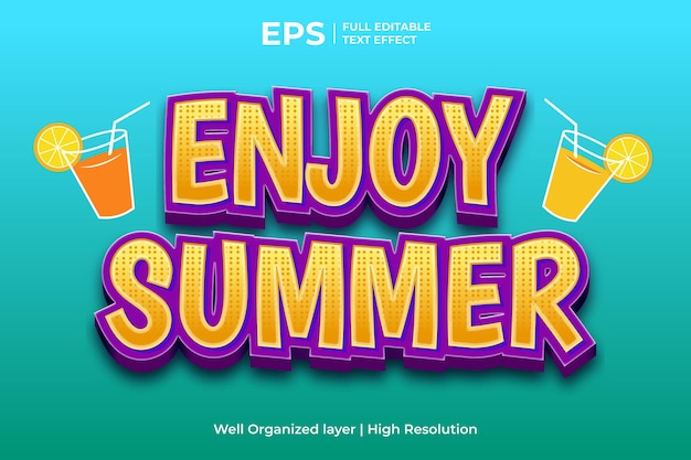 Enjoy summer 3d editable text effect in summer theme gradient style