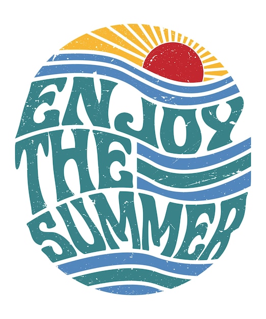 Enjoy the summer sunset style retro vintage tshirt design