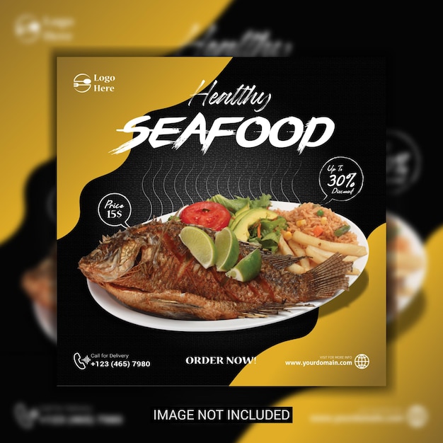 Enjoy tasty seafood social media post design template