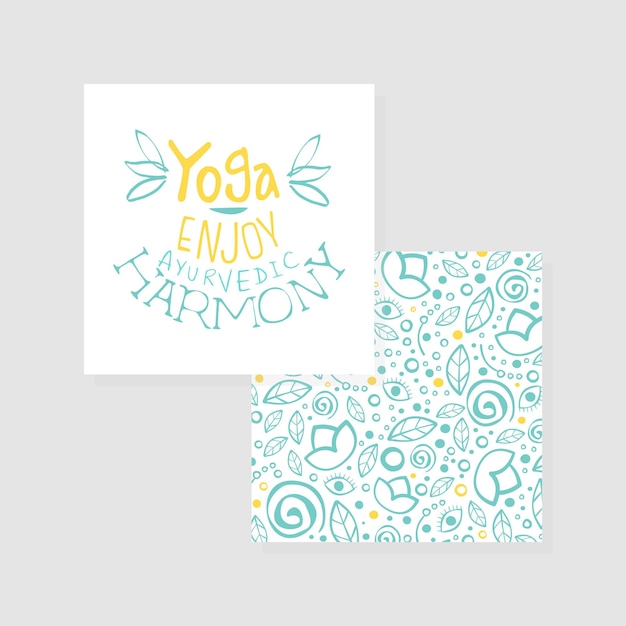 Enjoy Yoga Ayurvedic Harmony Studio Card Flyer Template Hand Drawn Vector Illustration