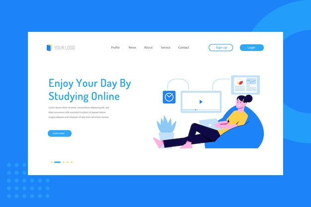 Enjoy your day by studying online on landing page