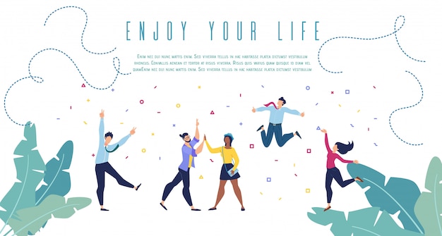 Enjoy Your Life Flat Vector Banner Web Template