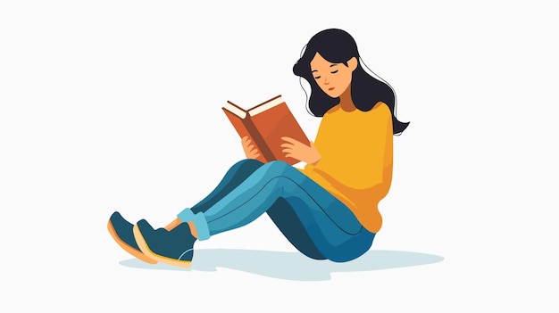 Enjoying Favorite Book in Isolation Vector Illustration