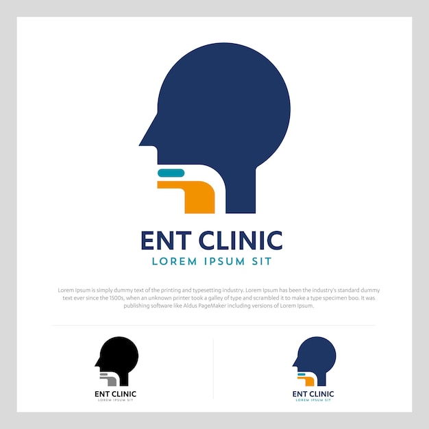 ENT Logo Head for ear, nose, throat doctor Vector icon illustration