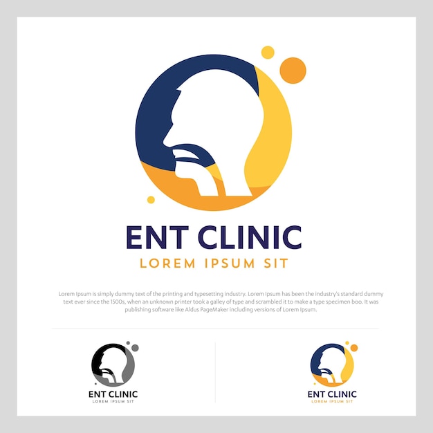 ENT Logo Head for ear, nose, throat doctor Vector icon illustration