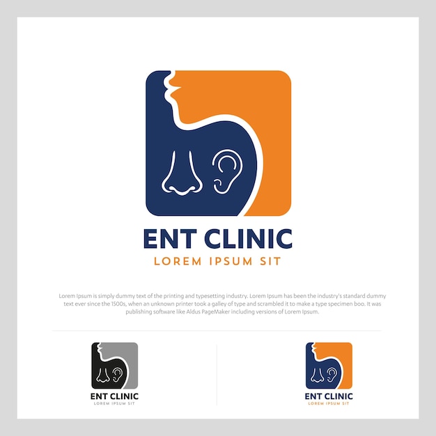 ENT Logo Head for ear, nose, throat doctor Vector icon illustration