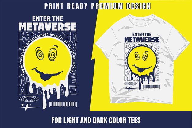 Enter the Metaverse urban print Vector Graphic for streetwear shirts hoodies Techno style