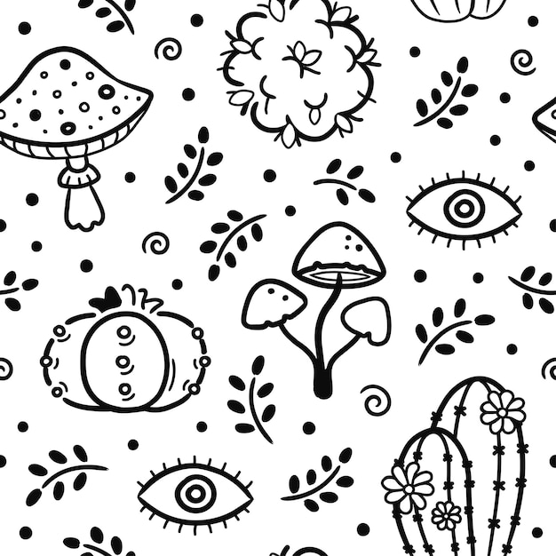 Entheogen plants seamless pattern