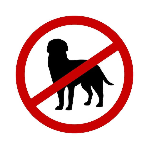 Do not entry with dogs symbol sticker template Simple vector shape icon set black silhouette Warning information stop sign in public place Restriction zone