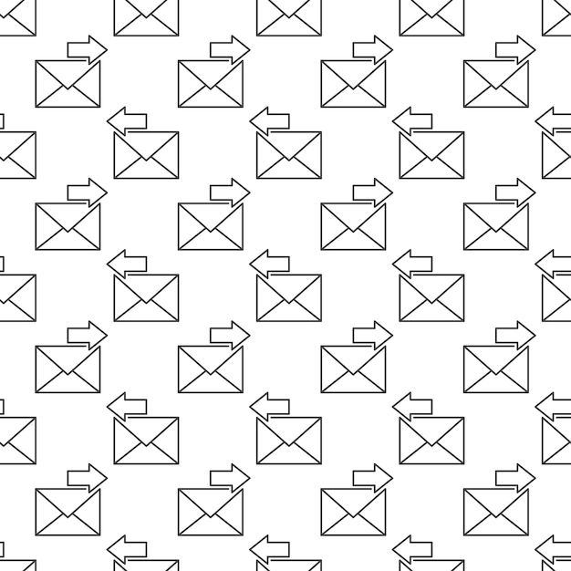 Envelope with Arrow vector Send Email outline seamless pattern