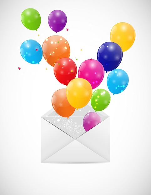 Envelope with Balloons Vector Illustration