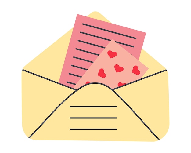 Envelope with love letters in inside. Love message. Valentine's day concept.