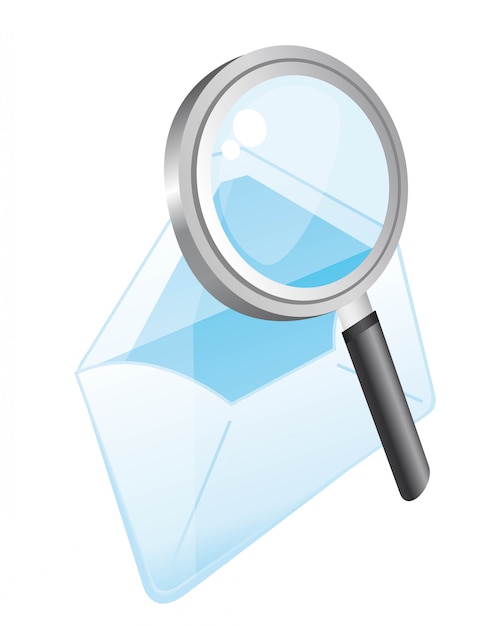 envelope with magnifying glass with perspective vector