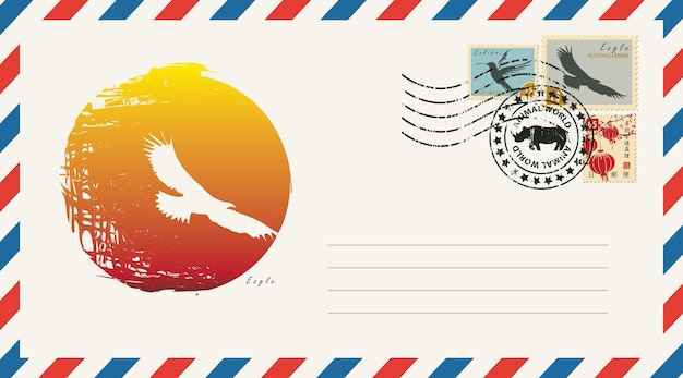 Envelope with a postage stamp with eagle