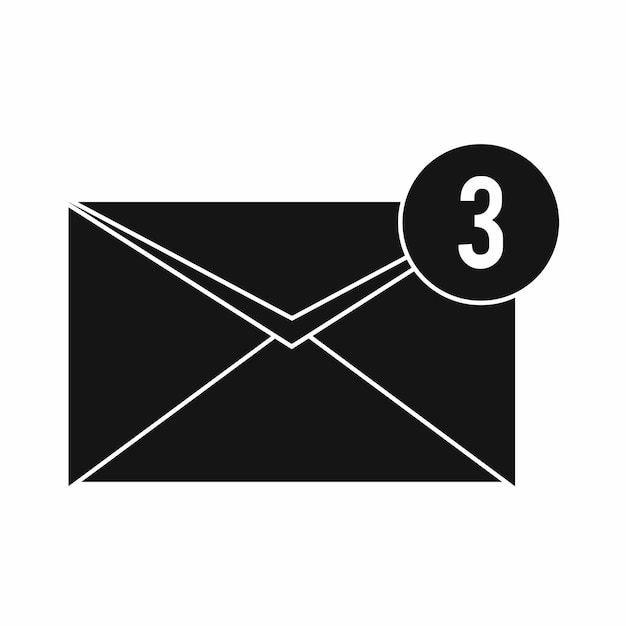 Envelope with three messages icon in simple style isolated vector illustration