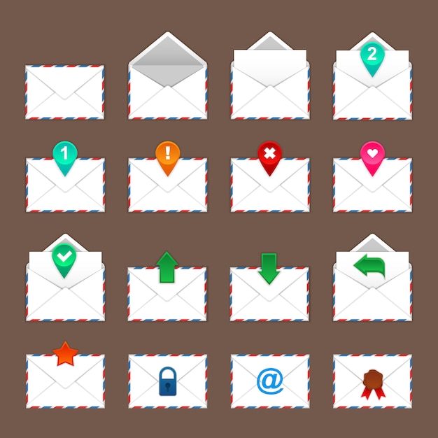 Envelopes icons set