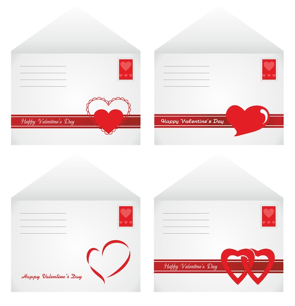 Envelopes with hearts for Valentine's day