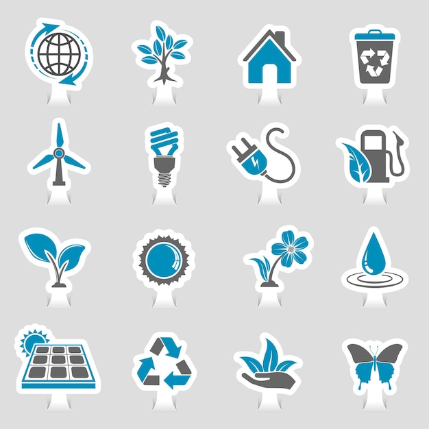 Environment Icons Sticker Set