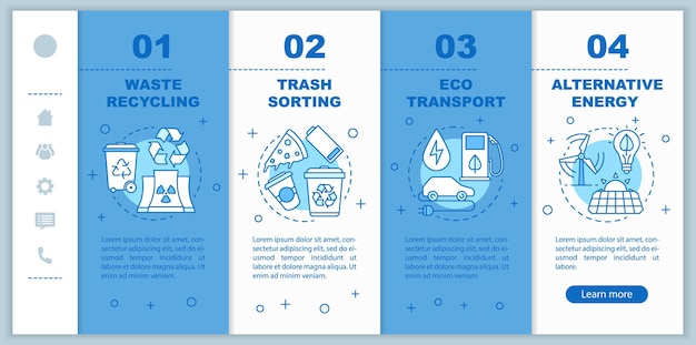 Environment protection onboarding mobile web pages vector template