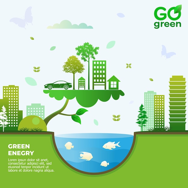 Environmental design Illustration.Go Green Illustration Logo