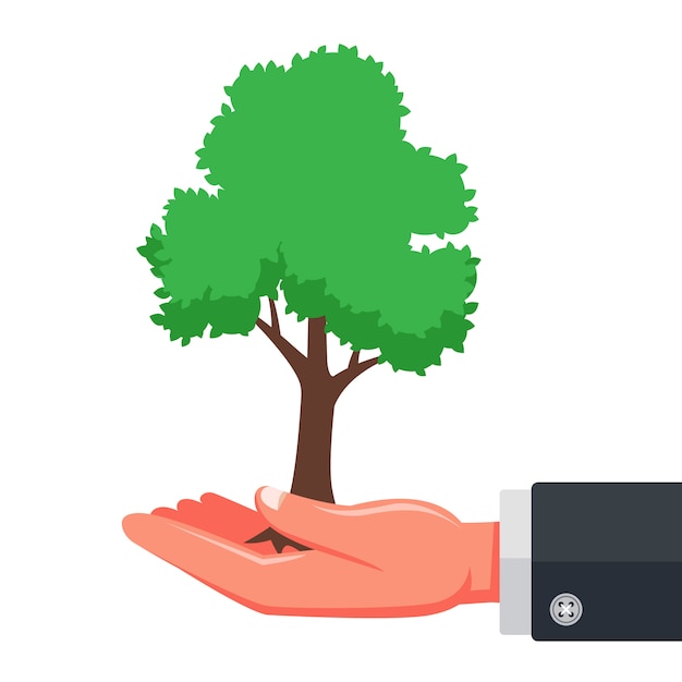 environmental Protection. to plant young trees. concern for nature. flat illustration.