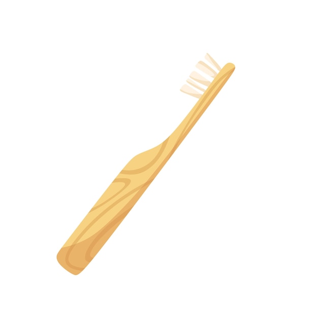 Environmentally friendly wooden toothbrush Vector illustration Wooden cutlery