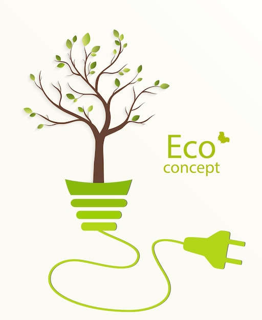 Environmentally friendly world Tree growing inside the light bulb Illustration of ecology