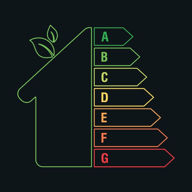 EPC energy performance certificate House energy class economics performance efficiency Power consumption eco classification Vector illustration