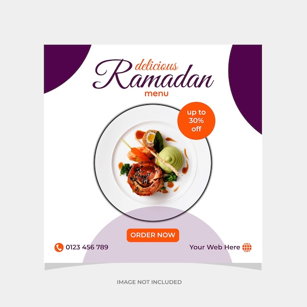 EPS iftar special menu food discount promotion social media instagram post banner template