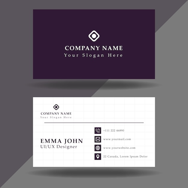 Vector eps simple and unique purple and white business card design