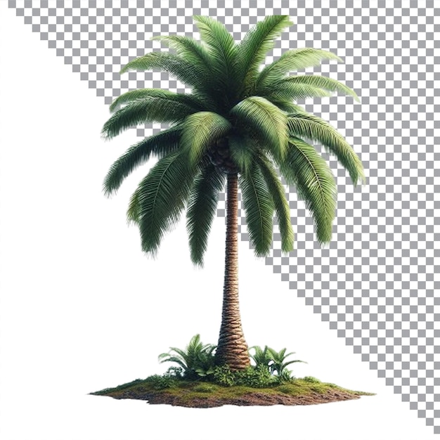 EPS Tropical palm tree AI image on transparent white background