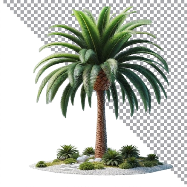 EPS Tropical palm tree AI image on transparent white background