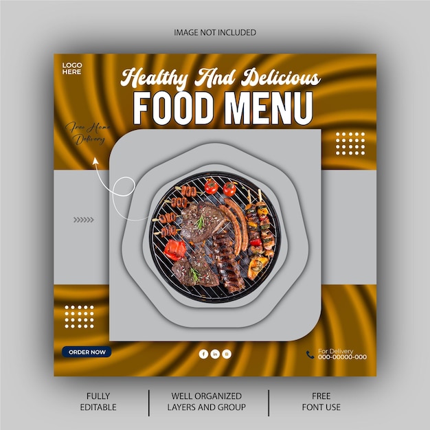 EPS vector delicious food social media post design template