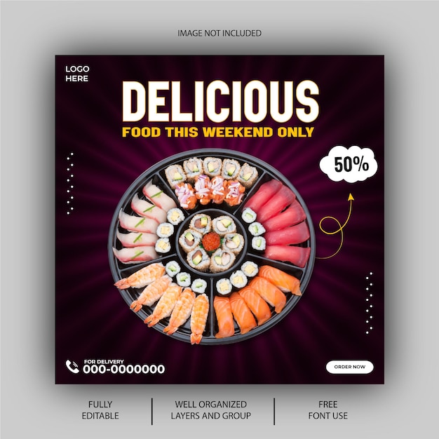 EPS vector delicious food social media post design template