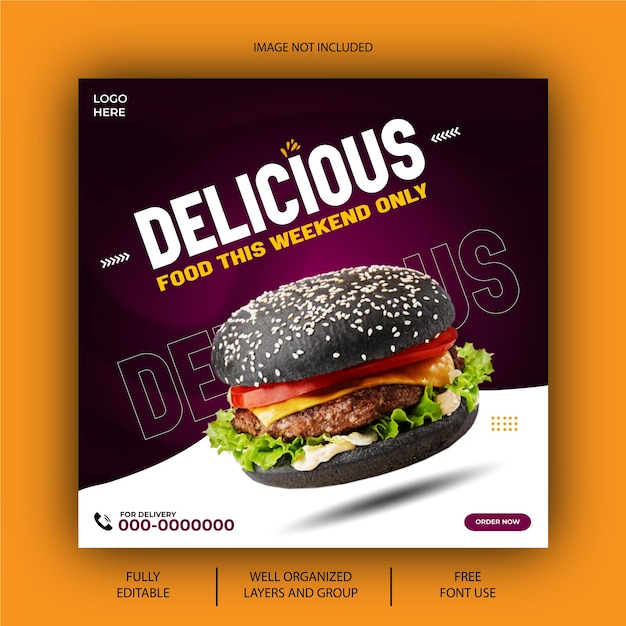 EPS vector delicious food social media post design template