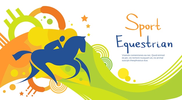 Equestrian Athlete Horse Sport Competition Colorful Banner