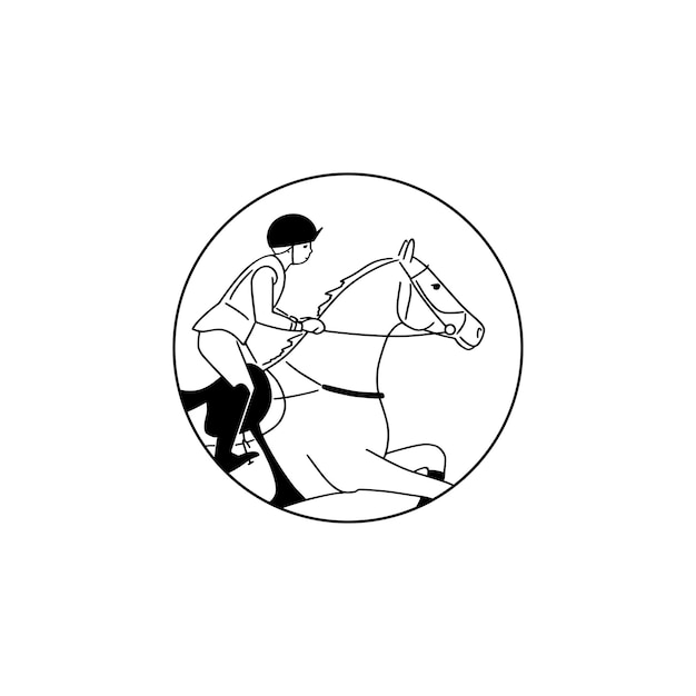 Equestrian eventing vector line circle Icon