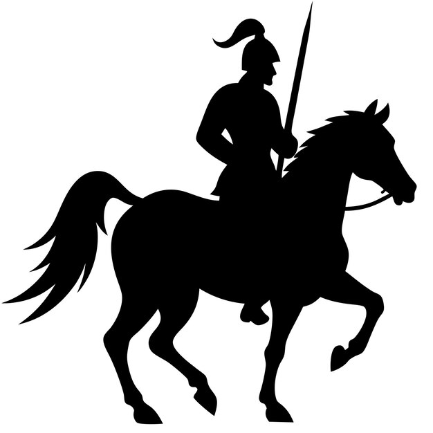 Equestrian warrior silhouette vector illustration