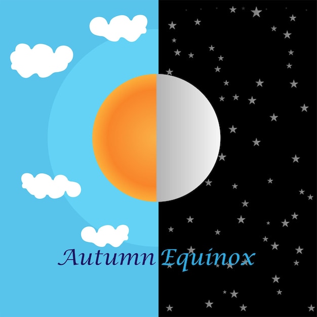 Equinox half moon half sun,Vector illustration.