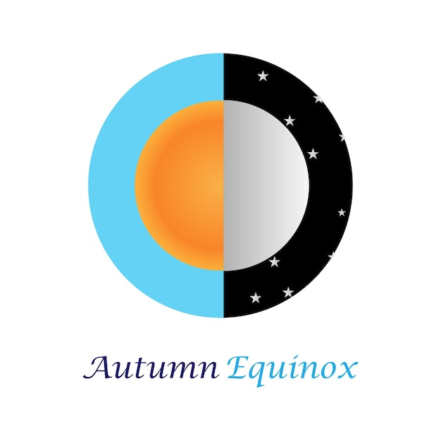 Equinox half moon half sun,Vector illustration.