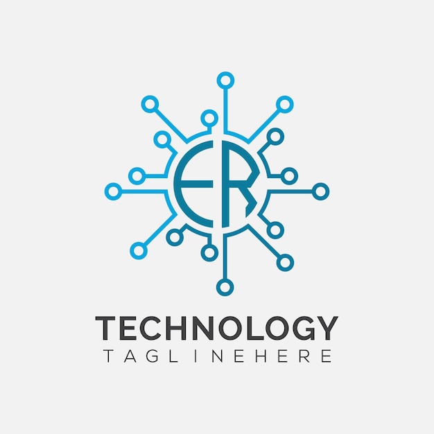 Vector er initial monogram for technology logo with circle style design