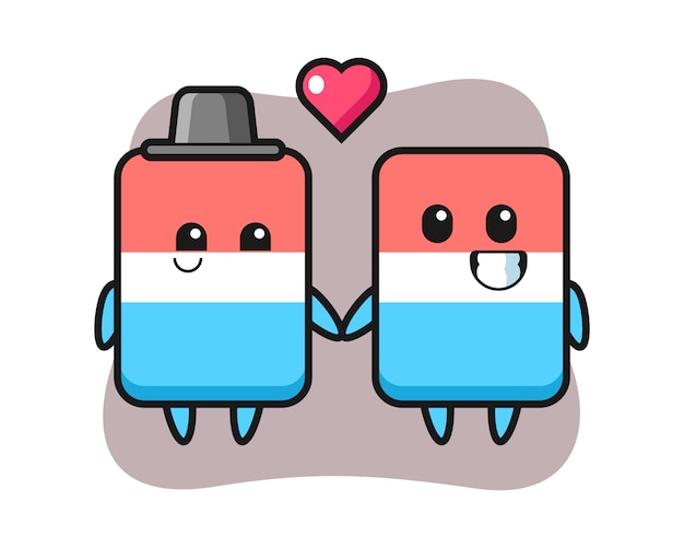 Eraser cartoon character couple with fall in love gesture, cute style , sticker, logo element