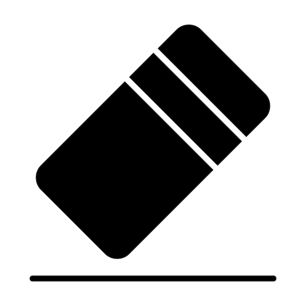 Eraser Glyph Solid Black Illustration