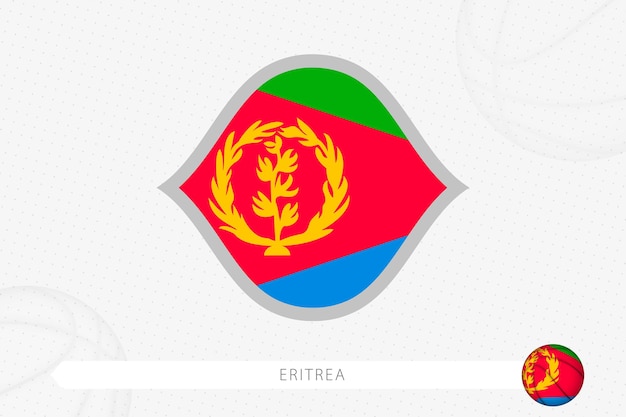 Eritrea flag for basketball competition on gray basketball background.