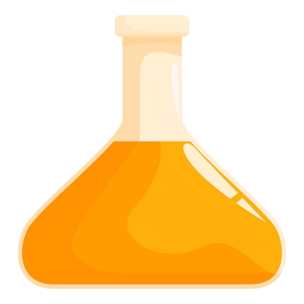 Vector erlenmeyer flask containing orange liquid for a chemistry experiment