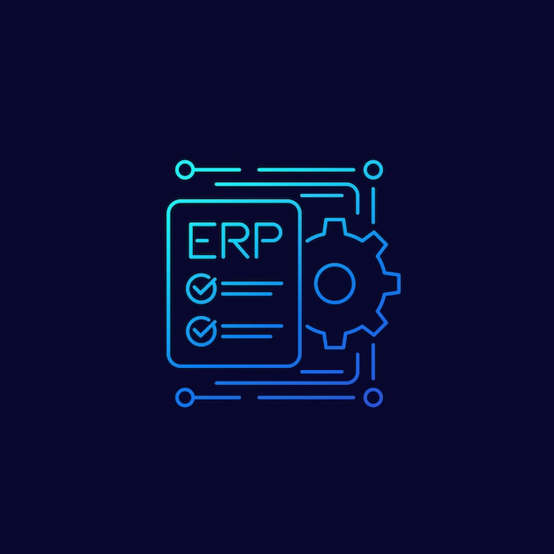 ERP, enterprise resource planning icon, line vector design