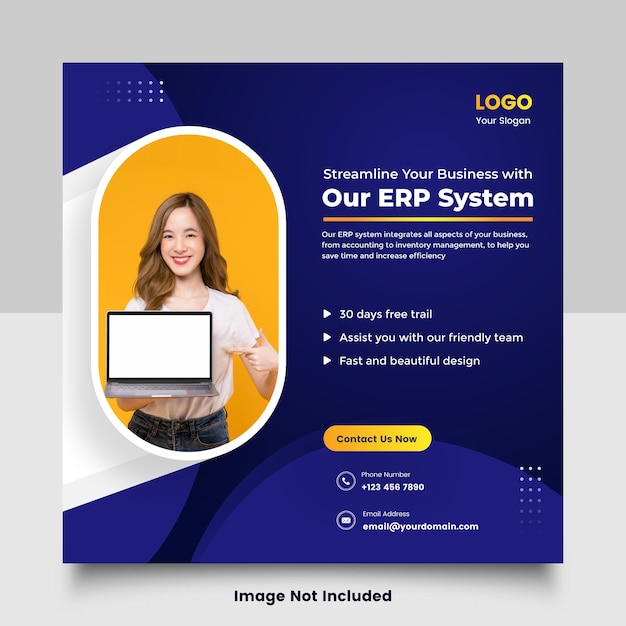 ERP system poster design social media template