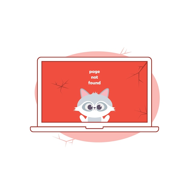 Error 404 Page Not Found Cartoon Vector Illustration with Raccoon