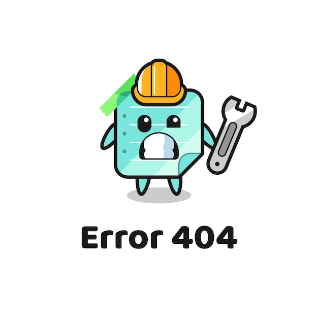 Error 404 with the cute blue sticky notes mascot