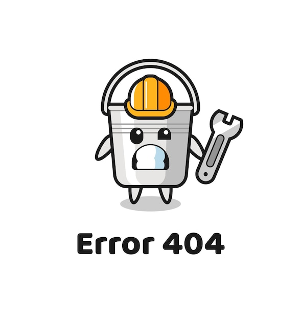 Error 404 with the cute metal bucket mascot , cute style design for t shirt, sticker, logo element